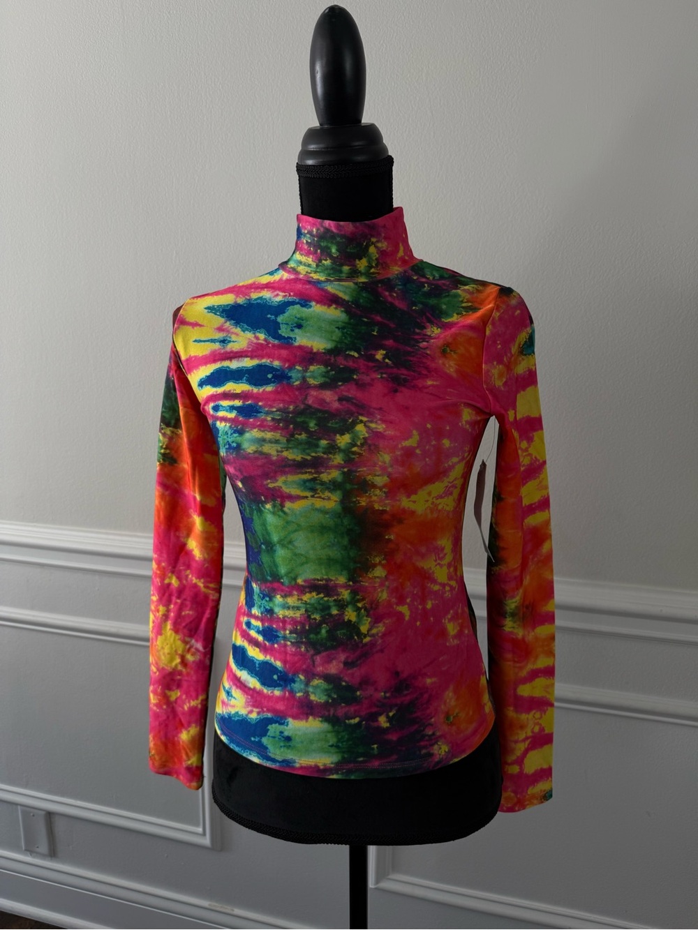 Urban Outfitters Tie-Dye Mock Neck Long Sleeve Top - Multicolor